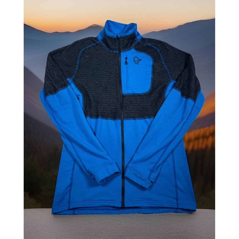 Norrona Lyngen Alpha90 Raw Jacket Men M Hot Saphire Full Zip Fleece Chest Pocket